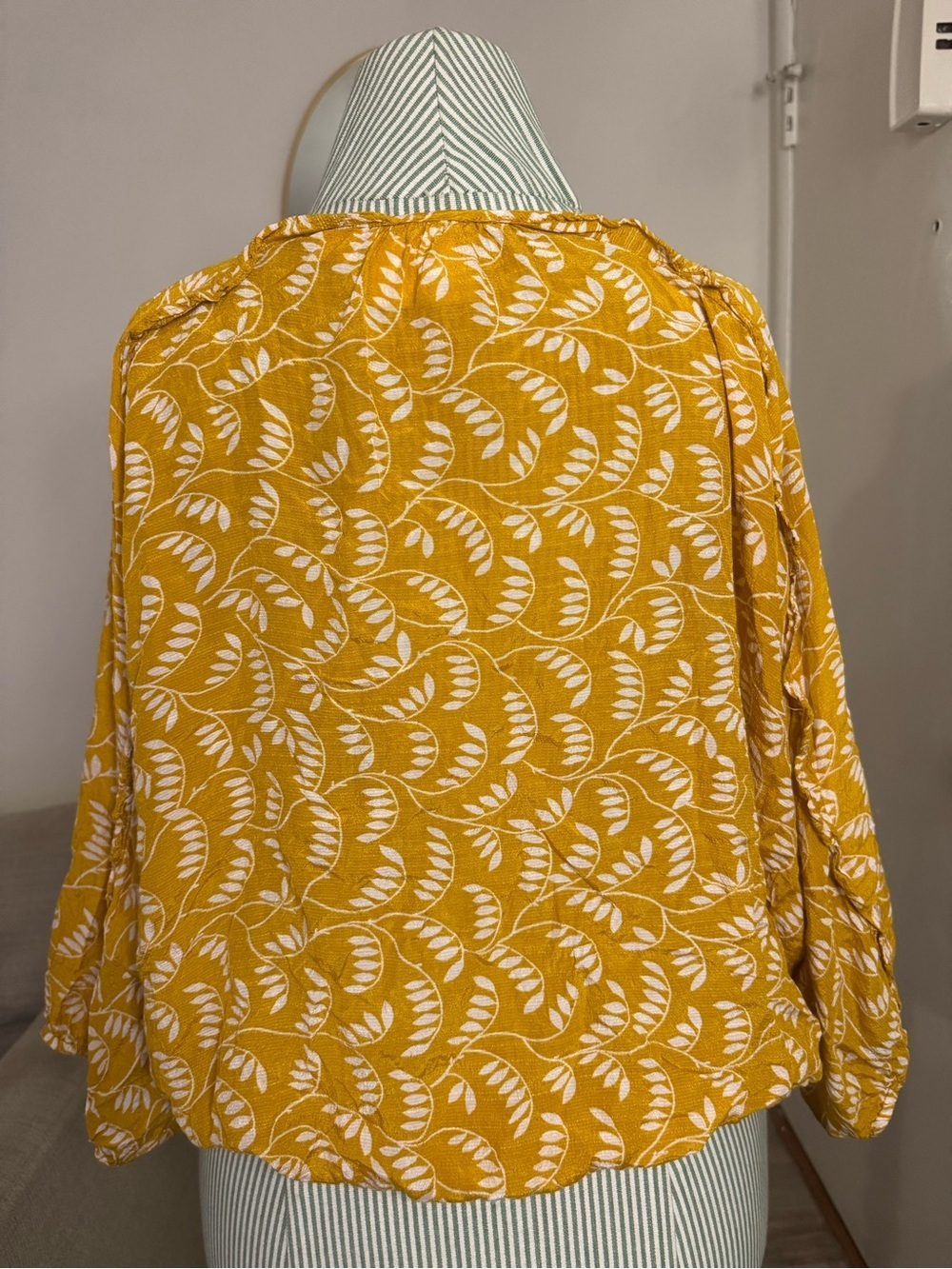 Maeve Anthropologie Mustard Yellow Floral Button Blouse Small - Picture 2 of 4